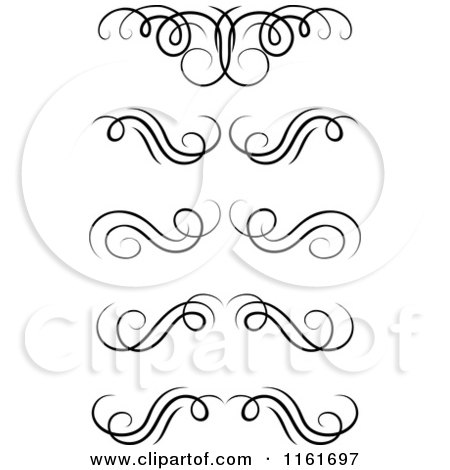 450x470 Clipart Of Black And White Swirl Monogram Design Elements
