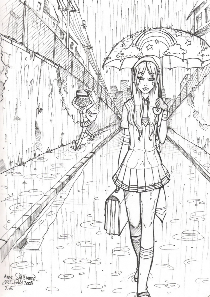 725x1024 Drawing Of Rainy Season Rainy Day Sketch Crafthubs