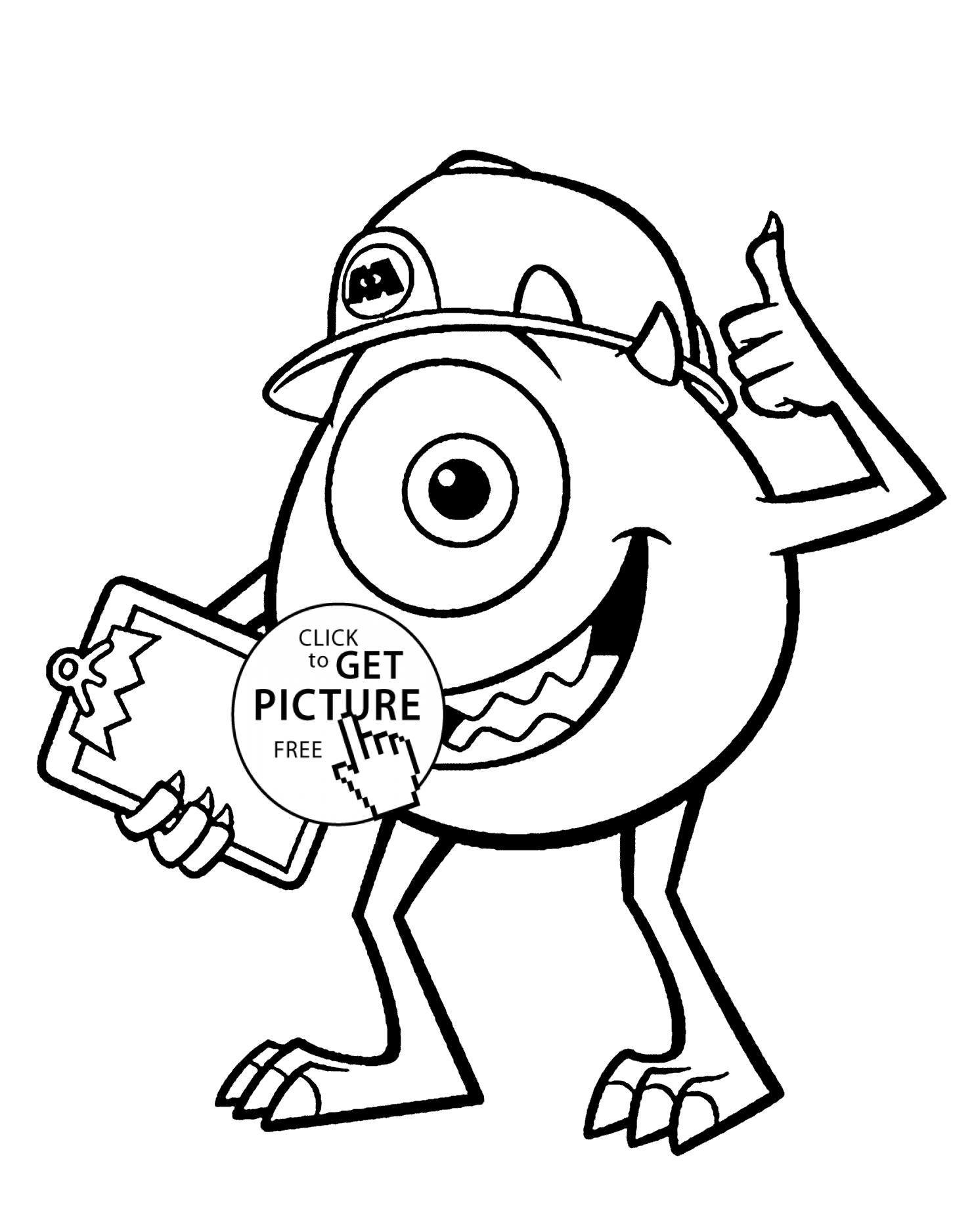 1483x1876 Mike From Monster Inc Coloring Pages For Kids, Printable Free