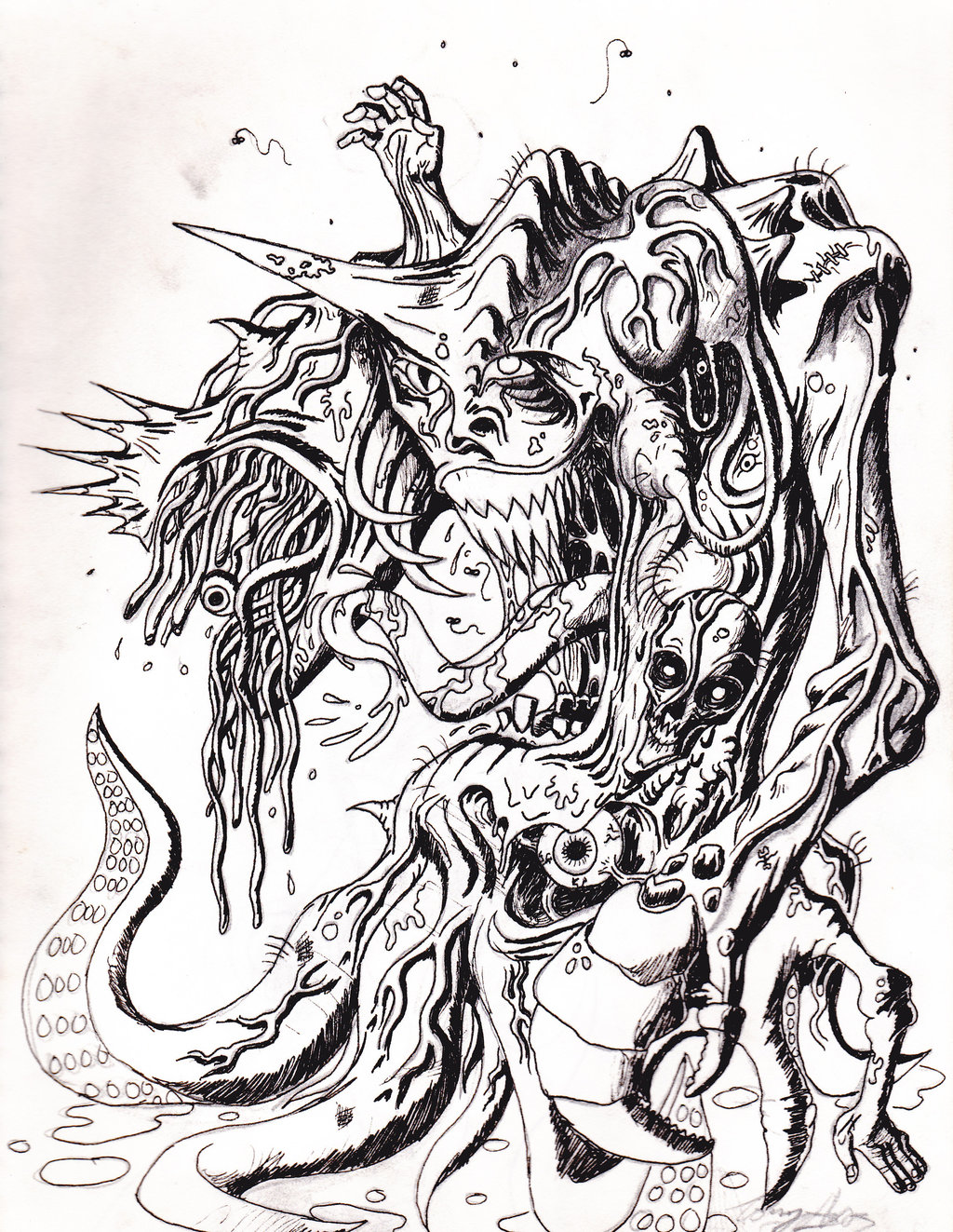 1024x1323 Old Monster Drawing By Toekneearrows