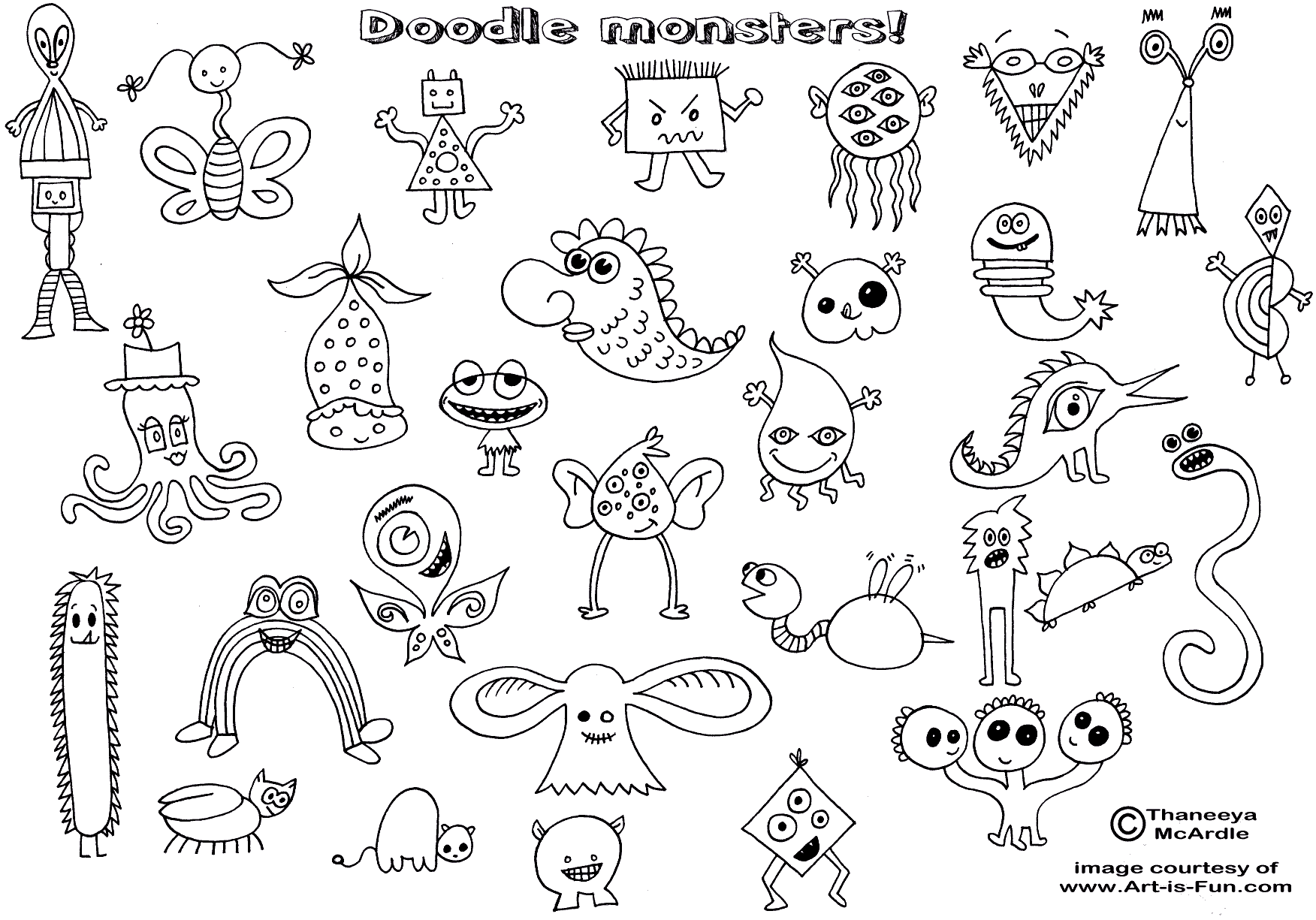 1752x1225 Doodle Monsters How To Draw Doodles, Sketches And Pencil Drawings