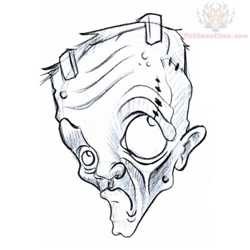 500x500 Monster Face Tattoo Design
