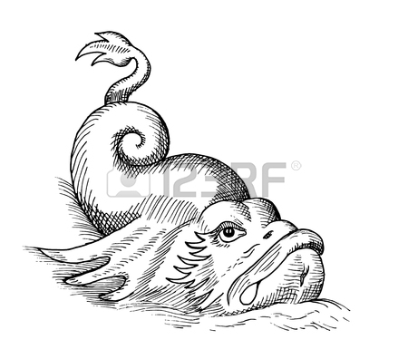 450x396 Hand Drawn Sketch Of Fish Monster Isolated On White Royalty Free