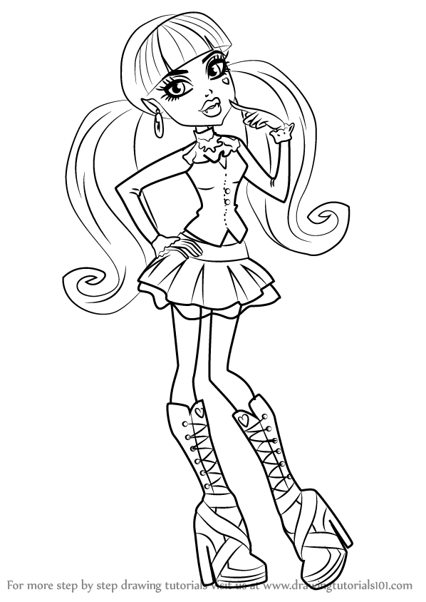 598x844 Learn How To Draw Draculaura From Monster High (Monster High) Step