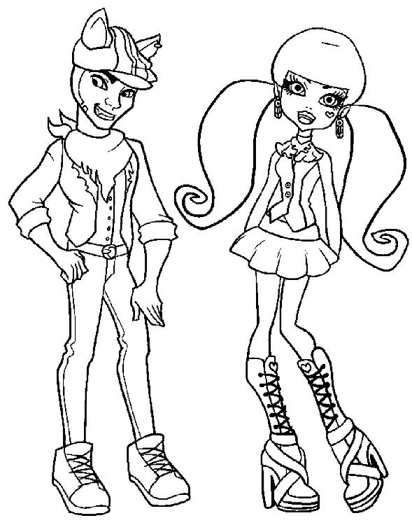 589x750 Draculaura And Clawd Wolf Monster High Coloring Page