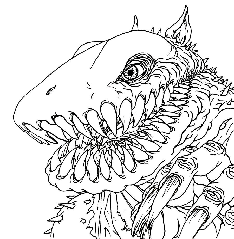 900x917 Monster Line Art By Quasilucid