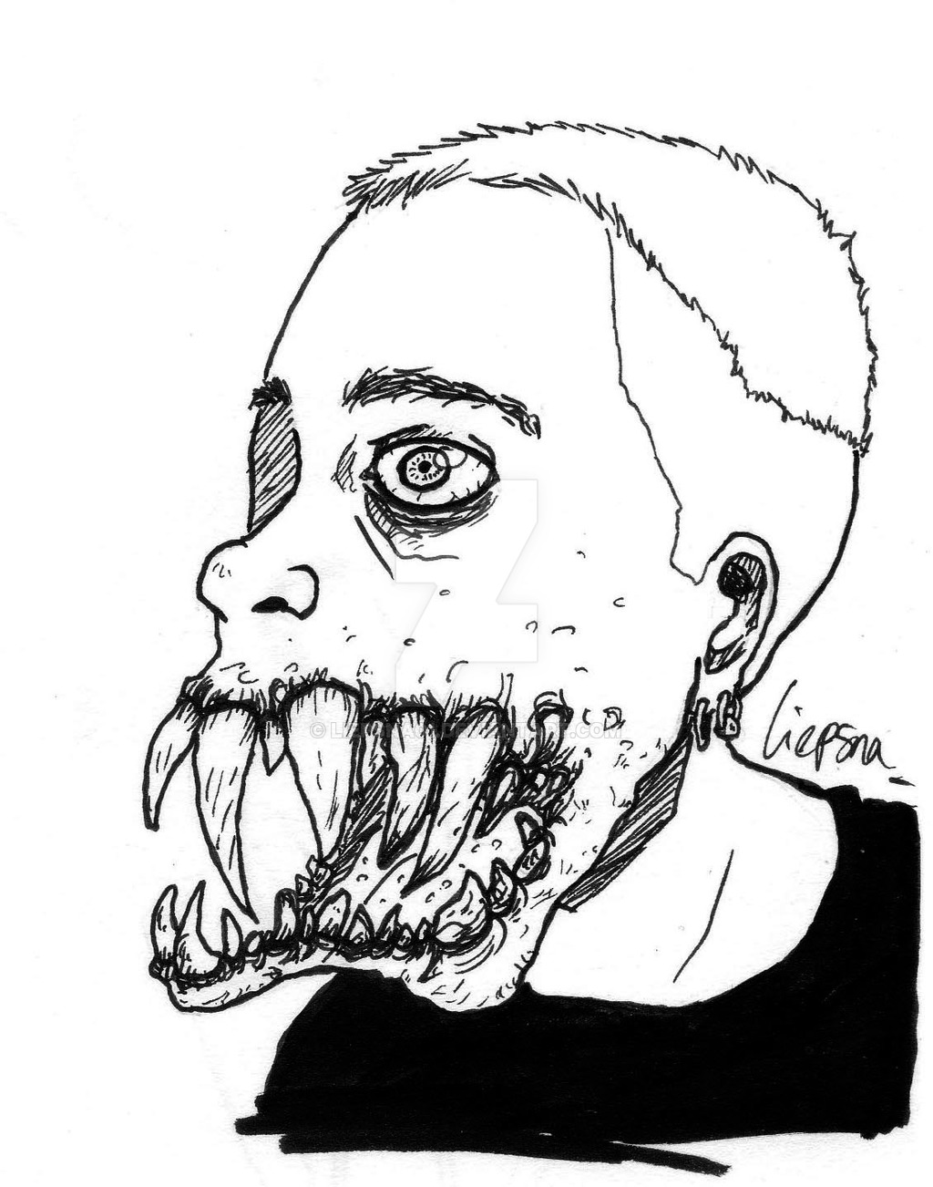 1024x1302 Self Portrait With Monster Teeth By Liepsna01
