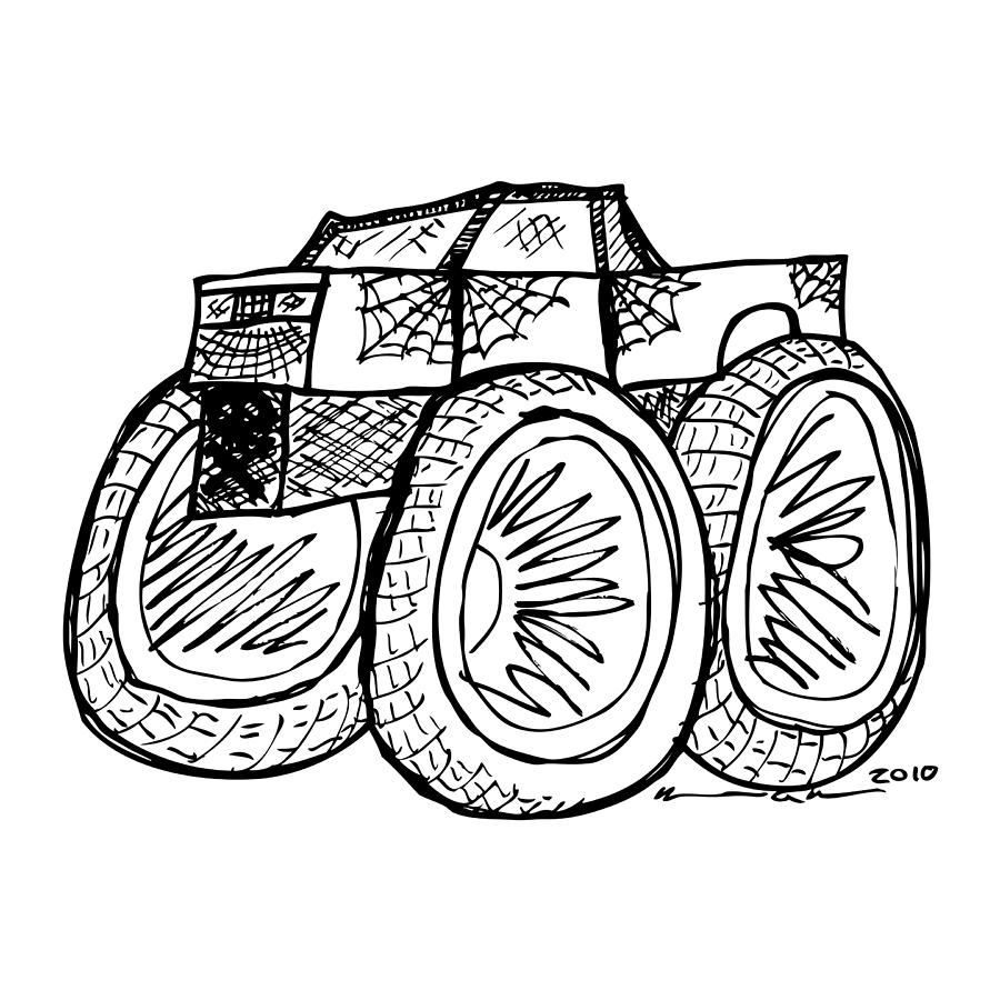 900x900 Monster Truck Drawing By Karl Addison