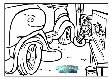460x325 Monster Trucks Colouring Page