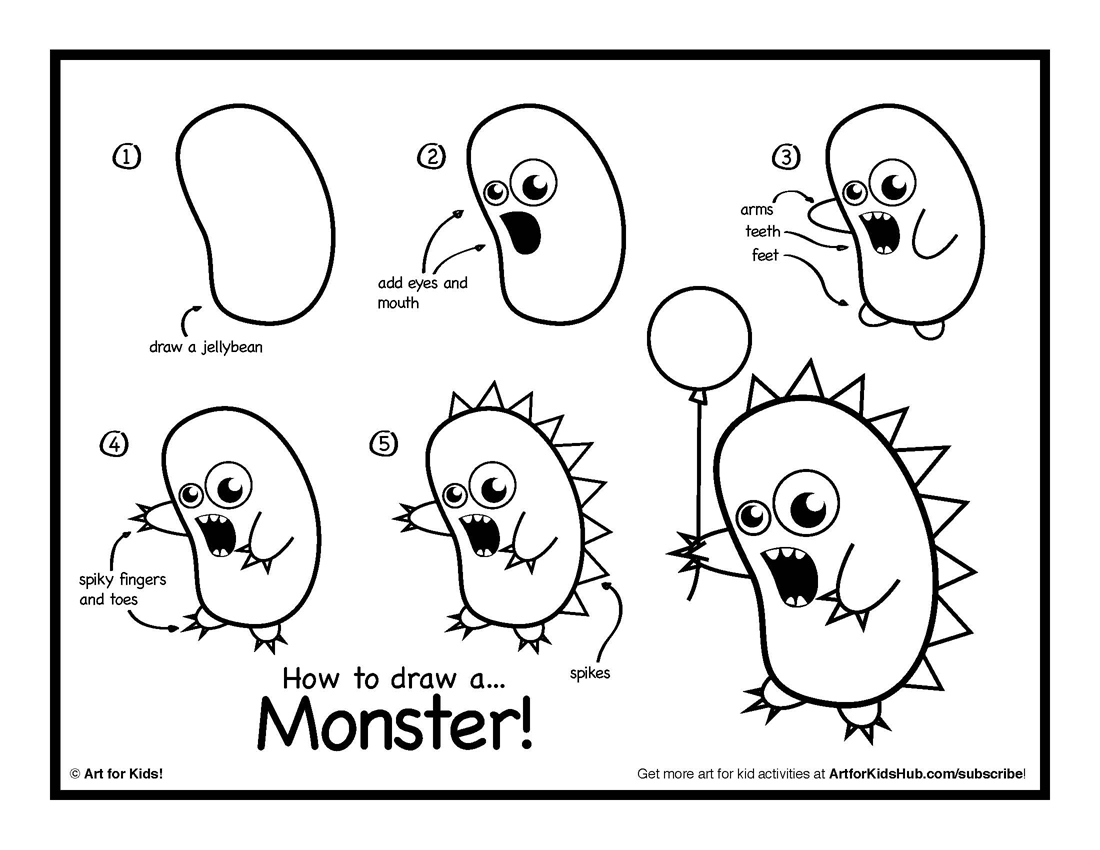 1100x850 How To Draw A Monster On We Heart It