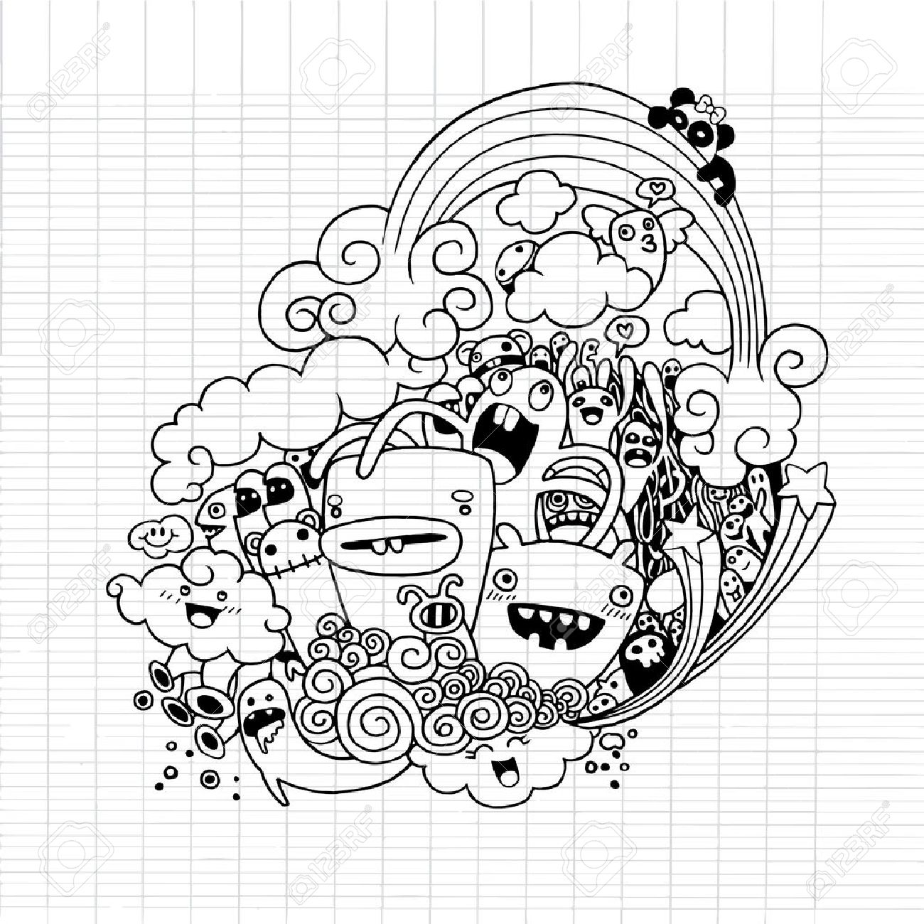 1300x1300 Doodle Monster Stock Photos. Royalty Free Business Images