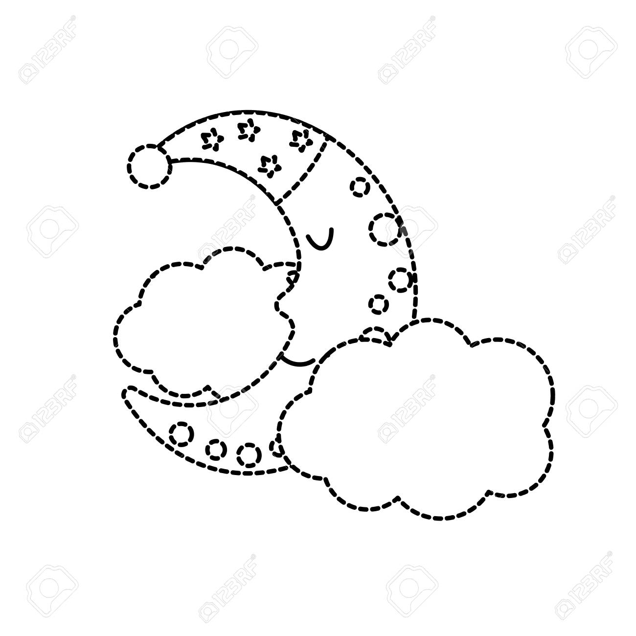 1300x1300 Dotted Shape Cute Moon Sleep Hat Design And Clouds