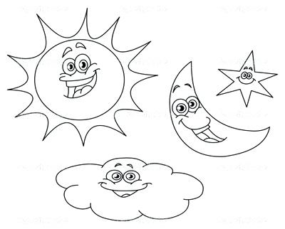 400x322 Good Sun And Moon Coloring Pages Fee Clouds Page Image Images