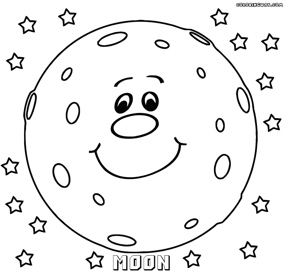 1000x957 Moon Coloring Pages In Free Colouring With On Free Moon Star