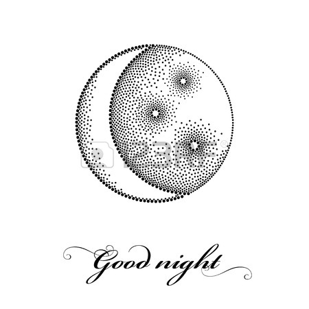 450x450 Vector Illustration With Dotted Half Moon, Stars And Squares