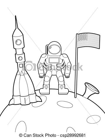 357x470 Astronaut Clipart The Moon Drawing