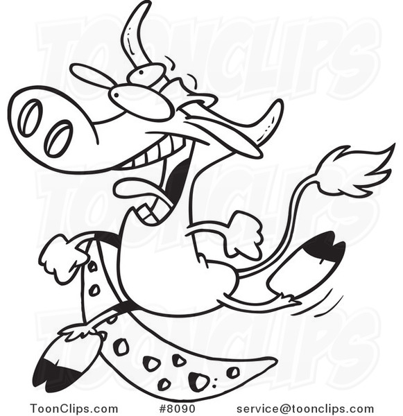 581x600 Cartoon Black And White Line Drawing Of A Cow Jumping Over