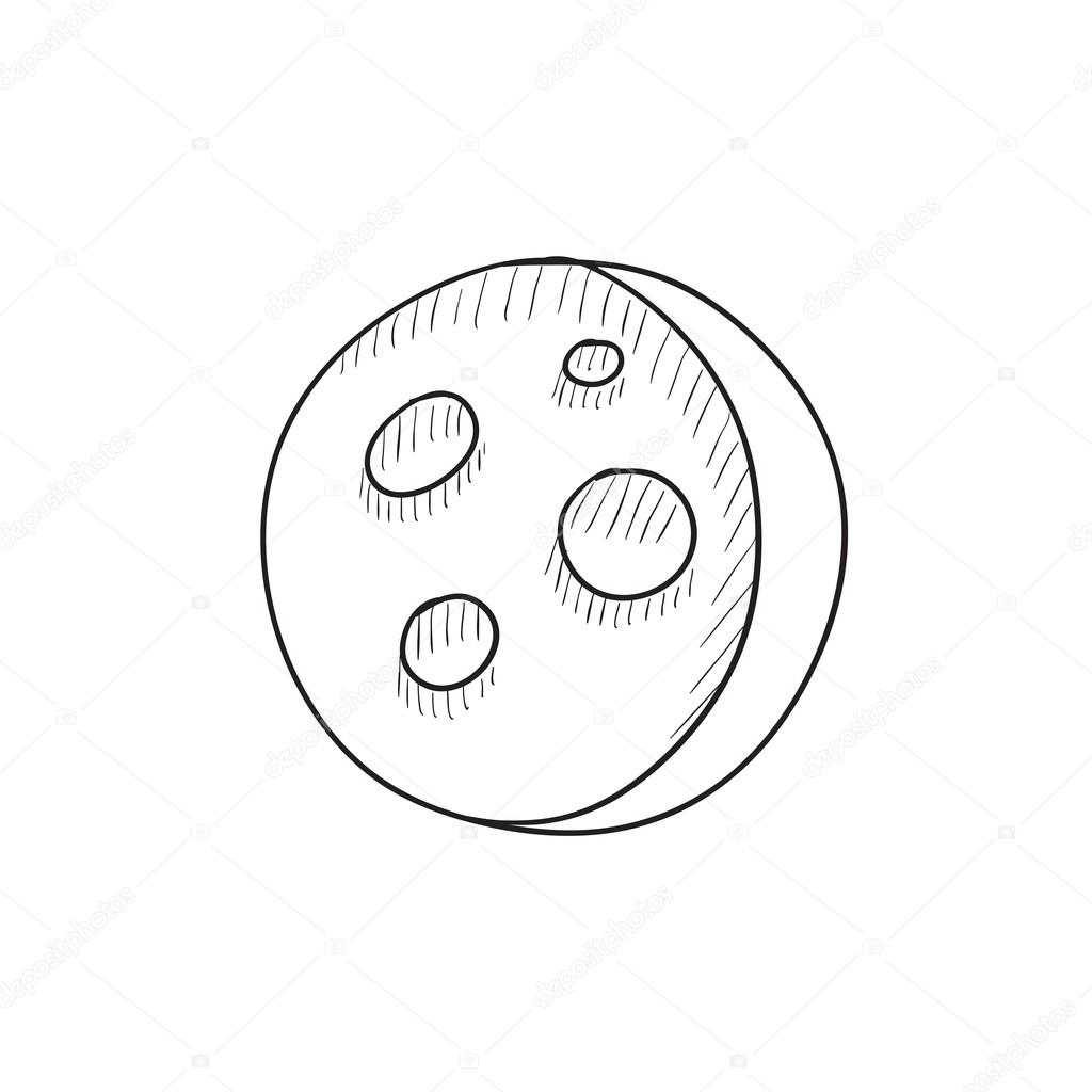 1024x1024 Moon Surface With Cheese Holes Sketch Icon. Stock Vector