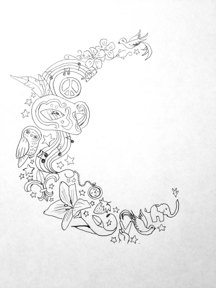 720x960 Moon Drawing Tattoo Lock And Key Tattoo Design Tattoo Drawings