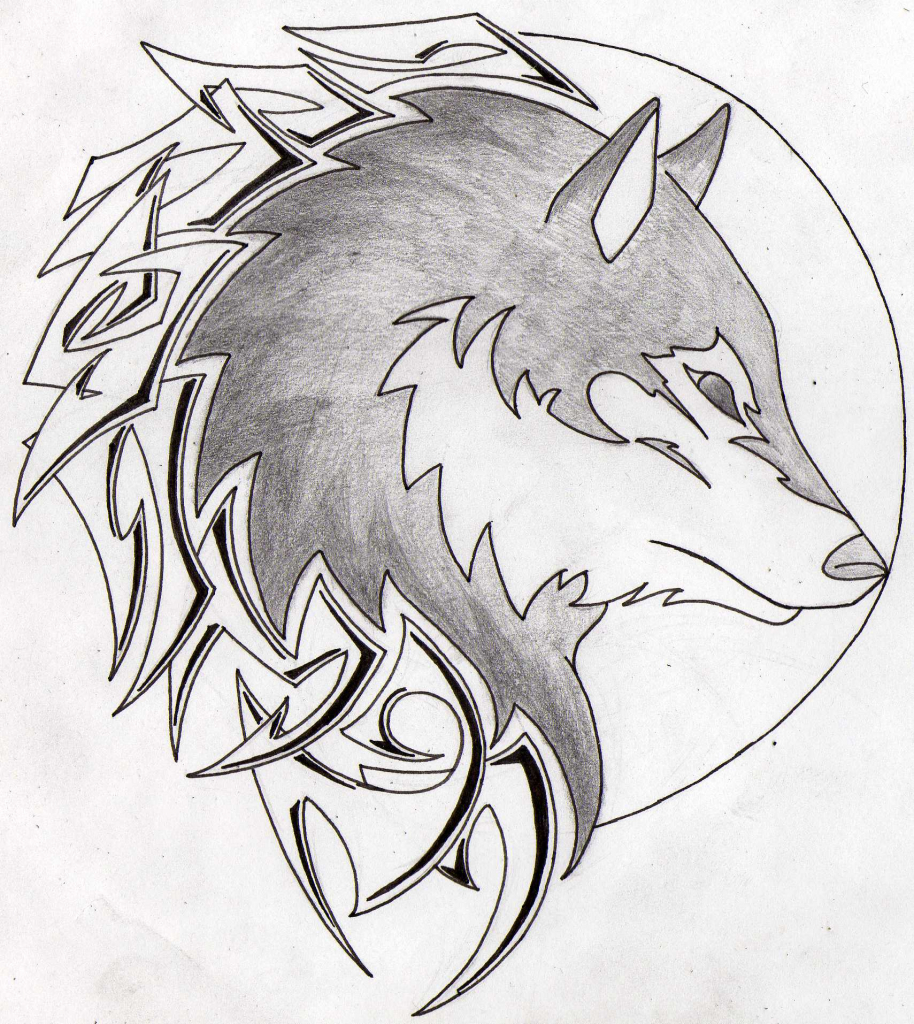 914x1024 Wolf And Moon Drawing Wolf In Moon Rutavian
