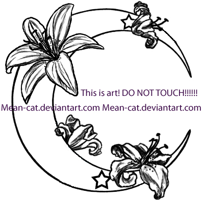 400x396 Lily And Moon Tattoo By Mean Cat