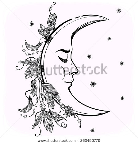 450x470 Moon And Stars Tattoo