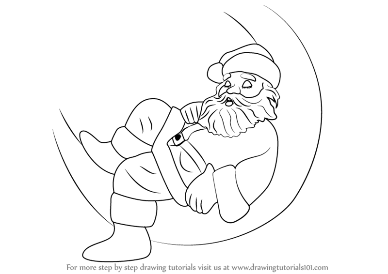 800x566 Learn How To Draw A Santa On Moon (Christmas) Step By Step