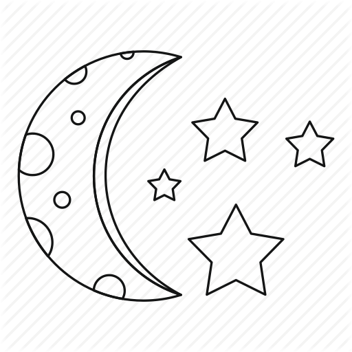 512x512 Line, Moon, Night, Outline, Space, Star, Thin Icon Icon Search