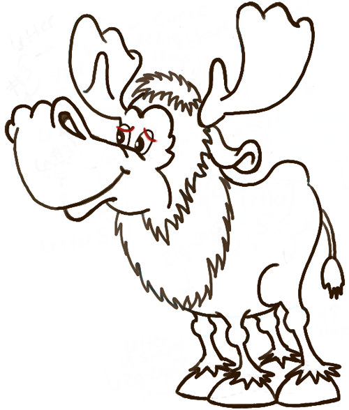 500x588 How To Draw A Cartoon Moose With Step By Step Lesson