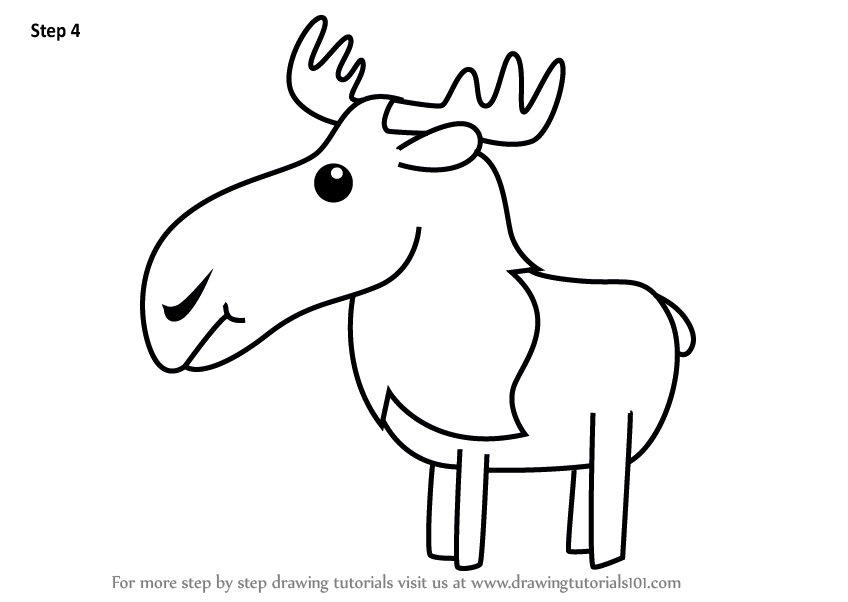 848x602 Learn How To Draw A Moose For Kids (Animals For Kids) Step By Step
