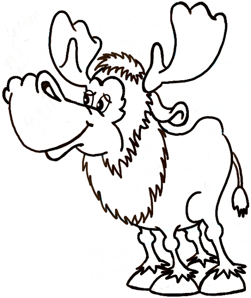 500x594 How To Draw A Cartoon Moose With Step By Step Lesson