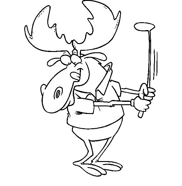 600x612 Cartoon Picture Of Moose Playing Golf Coloring Page