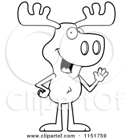 450x470 Cartoon Clipart Of A Black White Friendly Moose Standing