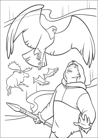 343x480 Inuit, Eagle, Moose And Fish Coloring Page Free Printable