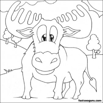 338x338 Print Out For Kids Moose Coloring Pages
