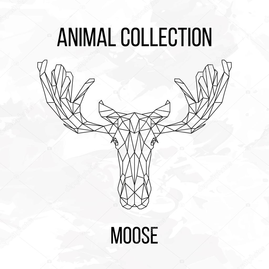 1024x1024 Geometric Moose Head Stock Vector