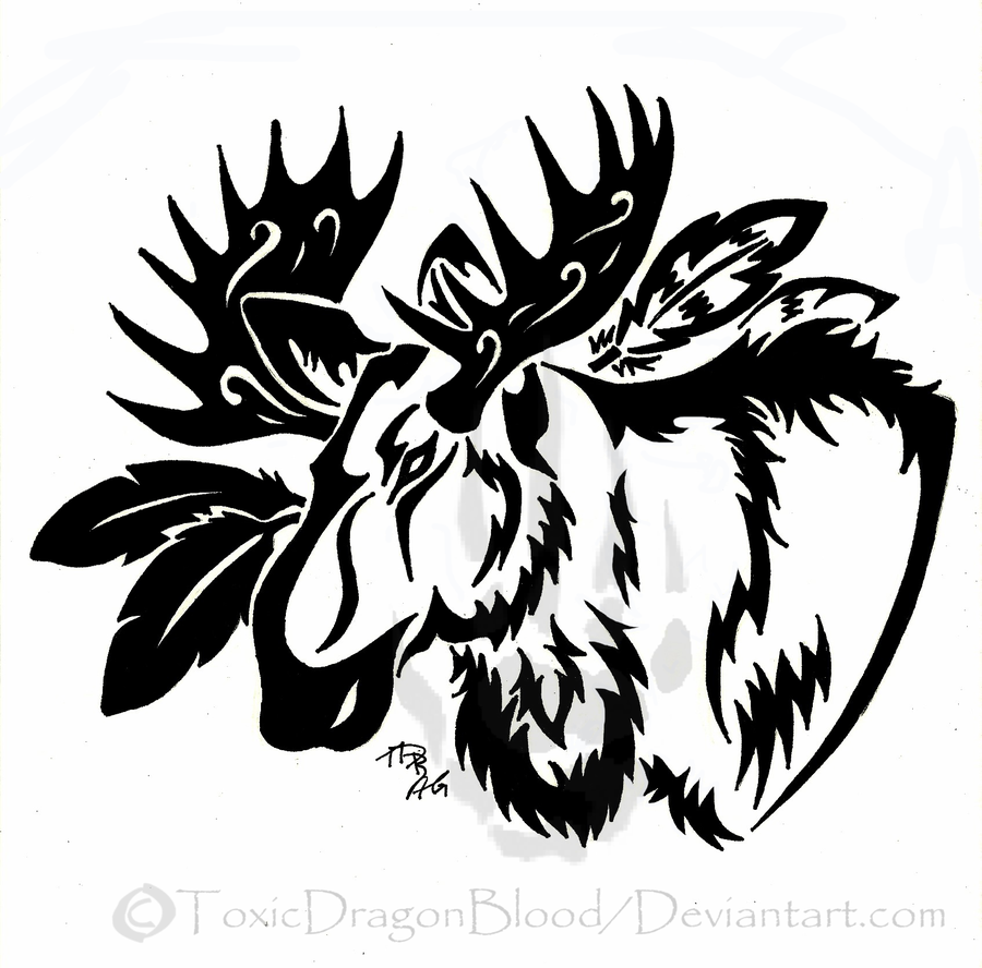 900x888 Moose Tattoo By Toxicdragonblood