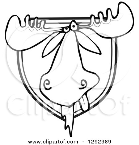 450x470 Clipart Of A Black And White Trophy Hunting Mounted Moose Head