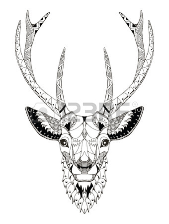 340x450 Moose Stylized, Vector, Illustration, Freehand Pencil. Pattern