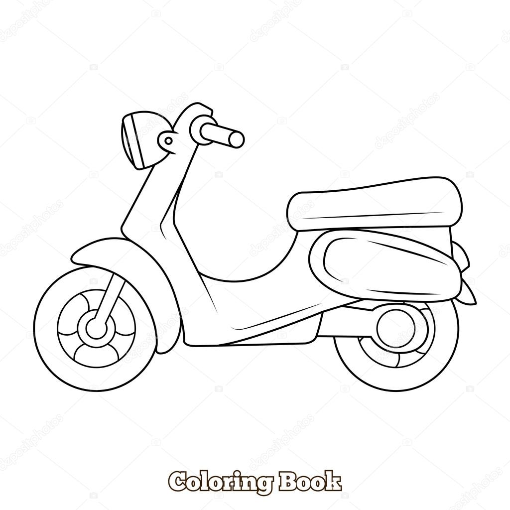 1024x1024 Scooter Cartoon Coloring Book Vector Illustration Stock Vector