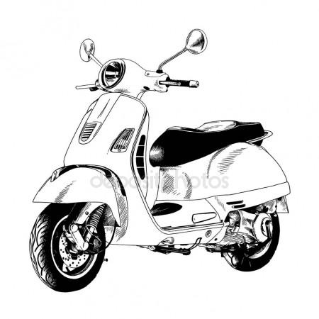 450x450 Scooter Silhouette Set Vector Illustration Stock Vector