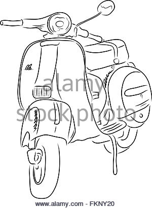 300x412 Silhouette Moped On White Background Stock Photo, Royalty Free