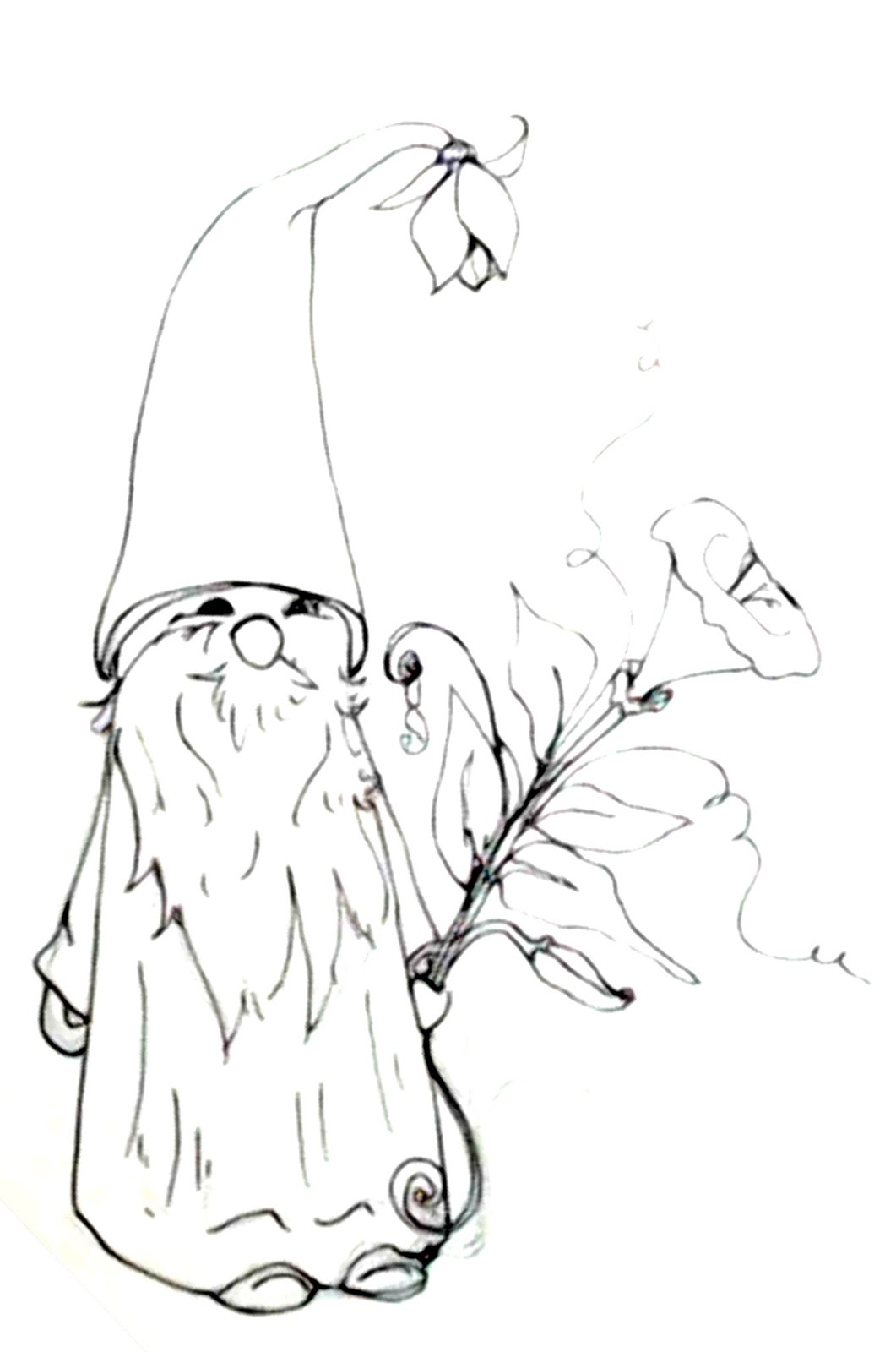 1061x1600 Deliberately Creative Morning Glory Gnome Doodle Real Time Inking
