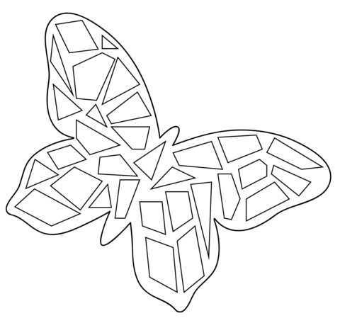 480x456 Butterfly Mosaic Coloring Page Free Printable Coloring Pages