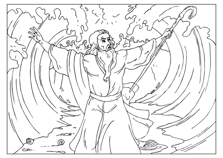 750x531 Coloring Page Moses Parts The Red Sea