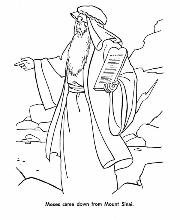 600x734 Moses Came Down From Mount Sinai With The Law Coloring Page