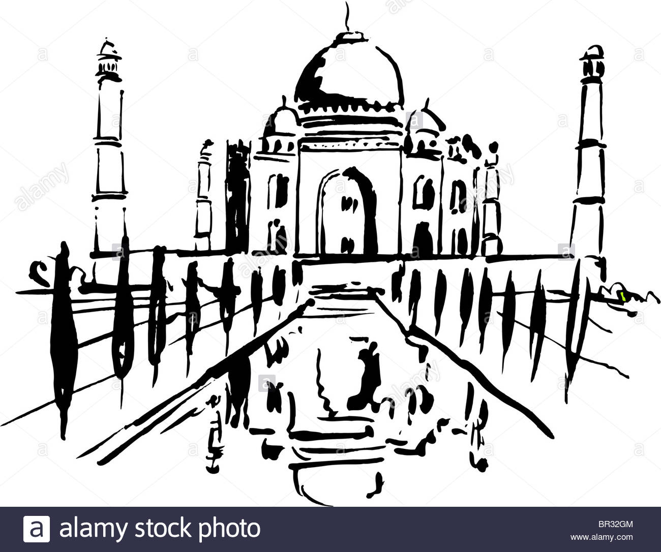 1300x1086 A Black And White Drawing Of Taj Mahal Stock Photo 31415348