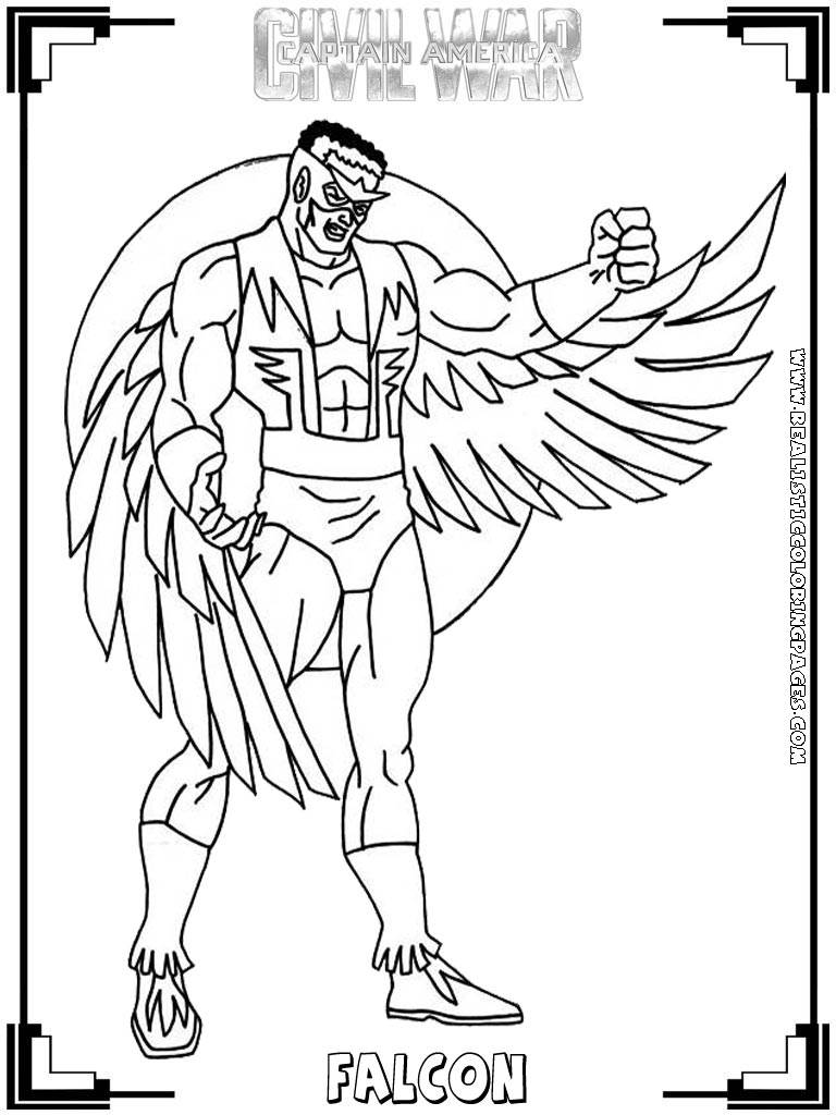 768x1024 Coloring Pages Draw A Falcon Captain America Civil War Printable