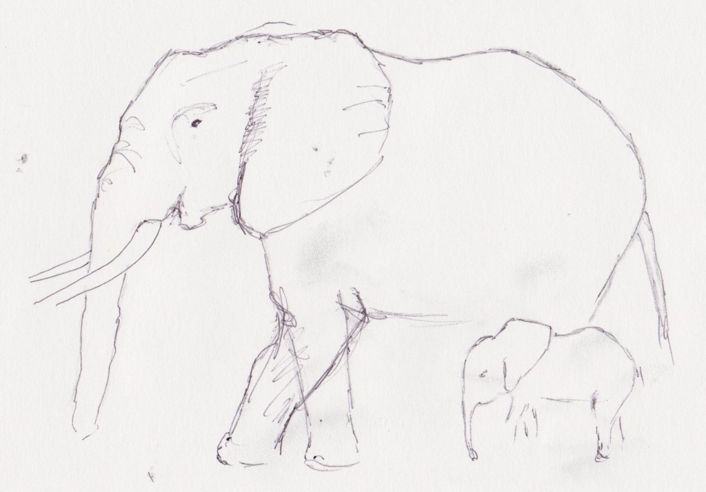 1024x714 Turquoise Moon Elephant With Baby
