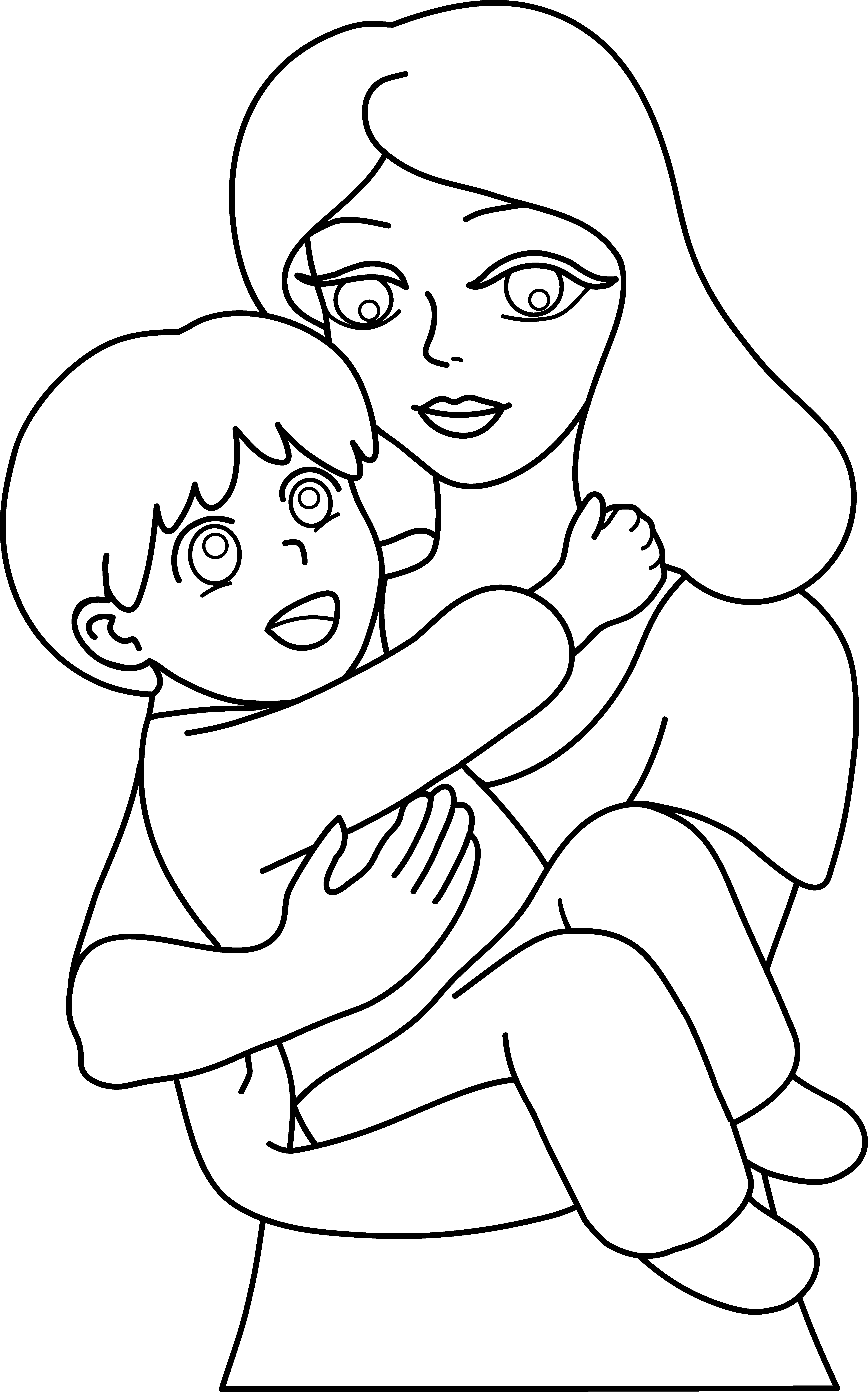5741x9204 Mother And Child Line Art